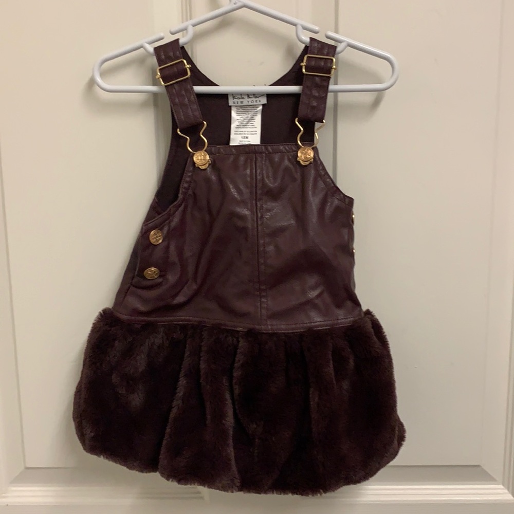 NICOLE Miller | Pleather and Faux Fur Overall Dress